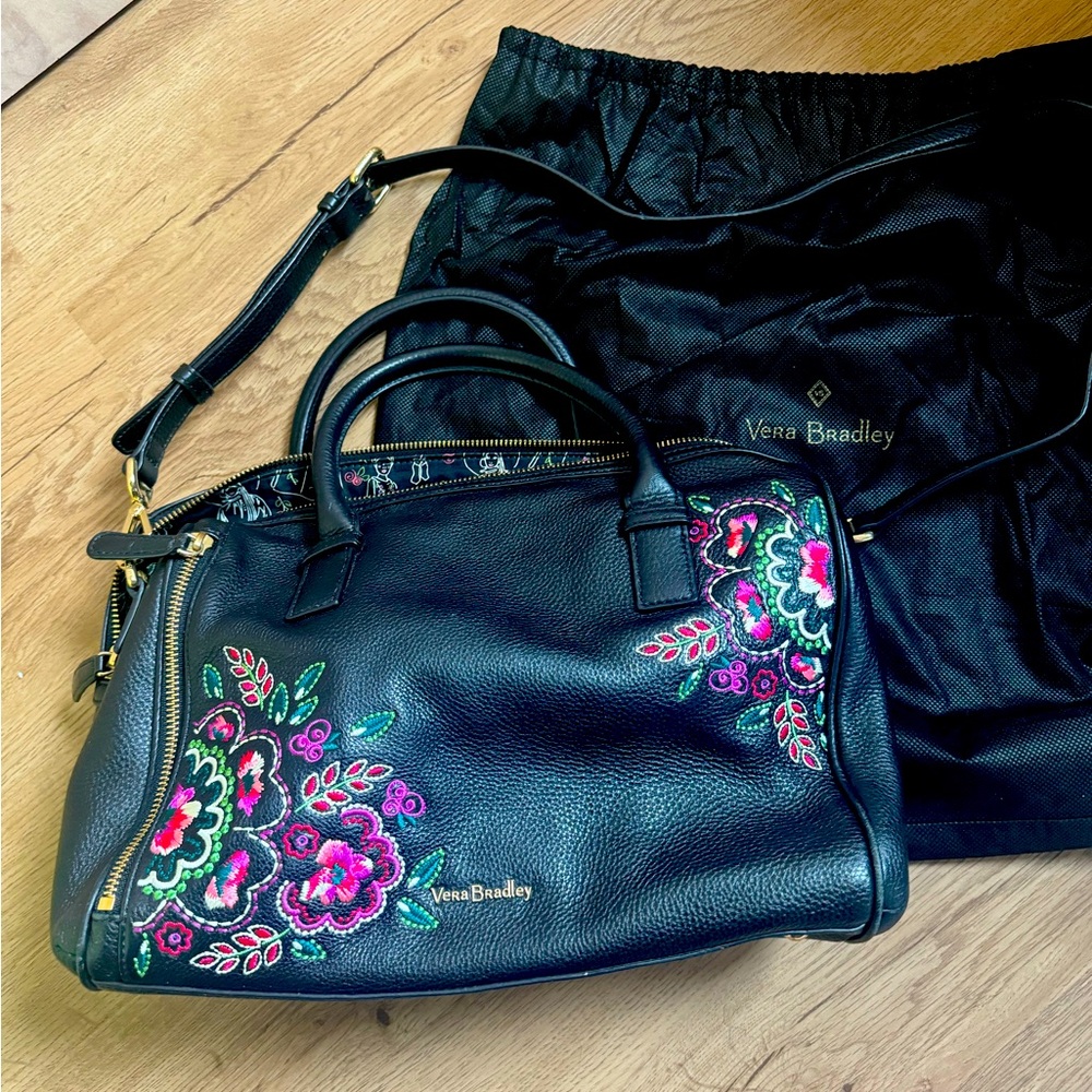 Vera Bradley Marlo Kiev needlecraft leather satchel